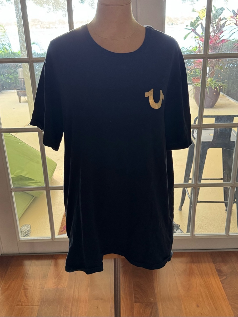 True Religion Black Tee with White Chest Print